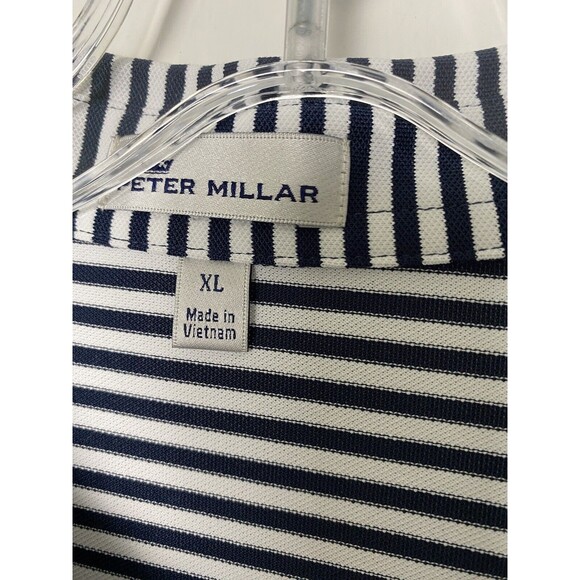 Peter Millar Summer Comfort Golf Polo Shirt Men's XL Blue Striped Short Sleeve - Picture 8 of 13